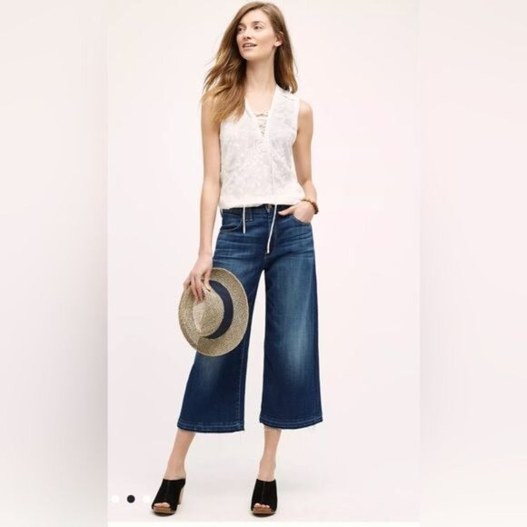 Anthropologie Maeve embroidered White Floral Lace Up sleeve less top 12 - Picture 9 of 11